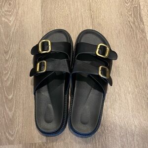 Black and gold adjustable sandals NEW